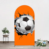 Lofaris Cracked Wall Orange Football Birthday Arch Backdrop